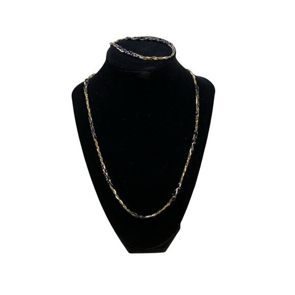 Park Lane Gold 3 Strand Braided Chain w Black Beads Necklace & Bracelet Set - Picture 1 of 5